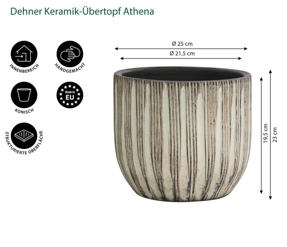 Dehner Keramik-Übertopf Athena, konisch, creme Hellbraun Outlet