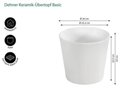 Dehner Blumentöpfe & Übertöpfe - Keramik-Übertopf Basic, rund Weiß