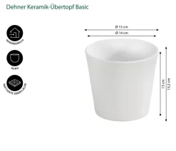 Dehner Blumentöpfe & Übertöpfe - Keramik-Übertopf Basic, rund Weiß