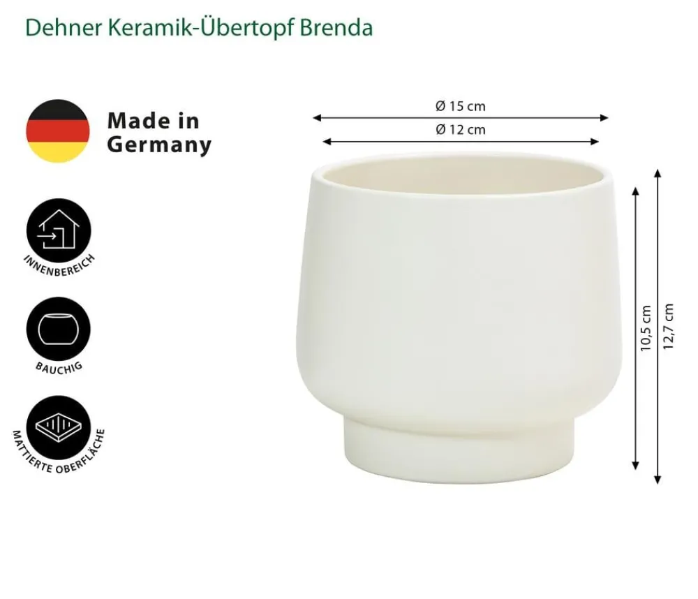Dehner Keramik-Übertopf Brenda, bauchig, ca. Ø Creme Best