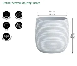 Dehner Keramik-Über Dante, rund, Hellgrau Hot