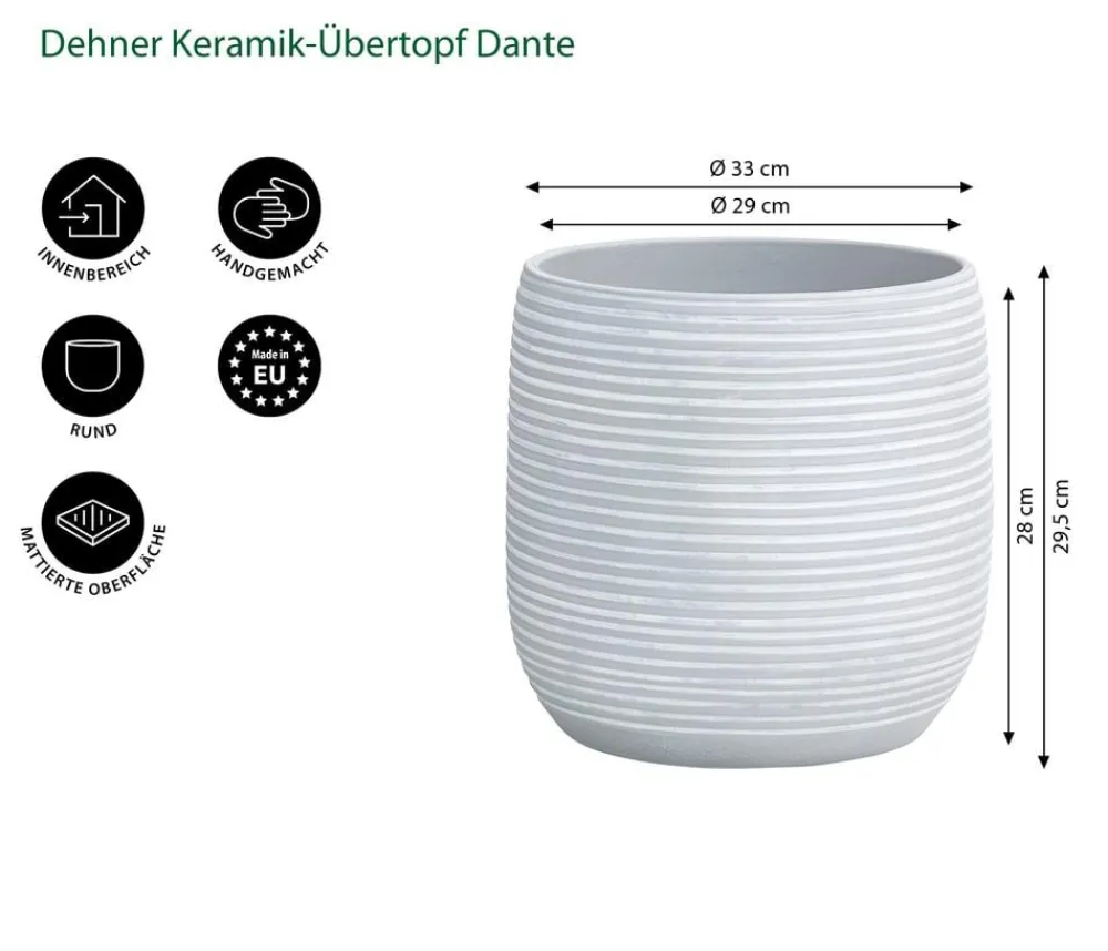 Dehner Keramik-Über Dante, rund, Hellgrau Hot