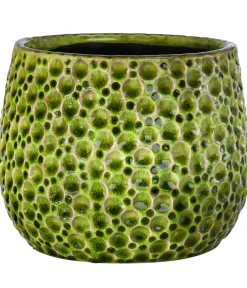 Dehner Blumentöpfe & Übertöpfe - Keramik-Übertopf Drops, bauchig, grün, ca. Ø15 cm