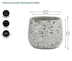 Dehner Blumentöpfe & Übertöpfe - Keramik-Übertopf Konfetti, bauchig, /, ca. Ø15 cm