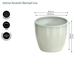 Dehner Keramik-Übertopf Lina, rund Hellgrün New