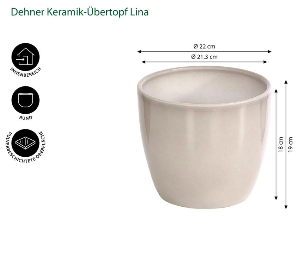 Dehner Keramik-Übertopf Lina, rund Hellgrau Sale