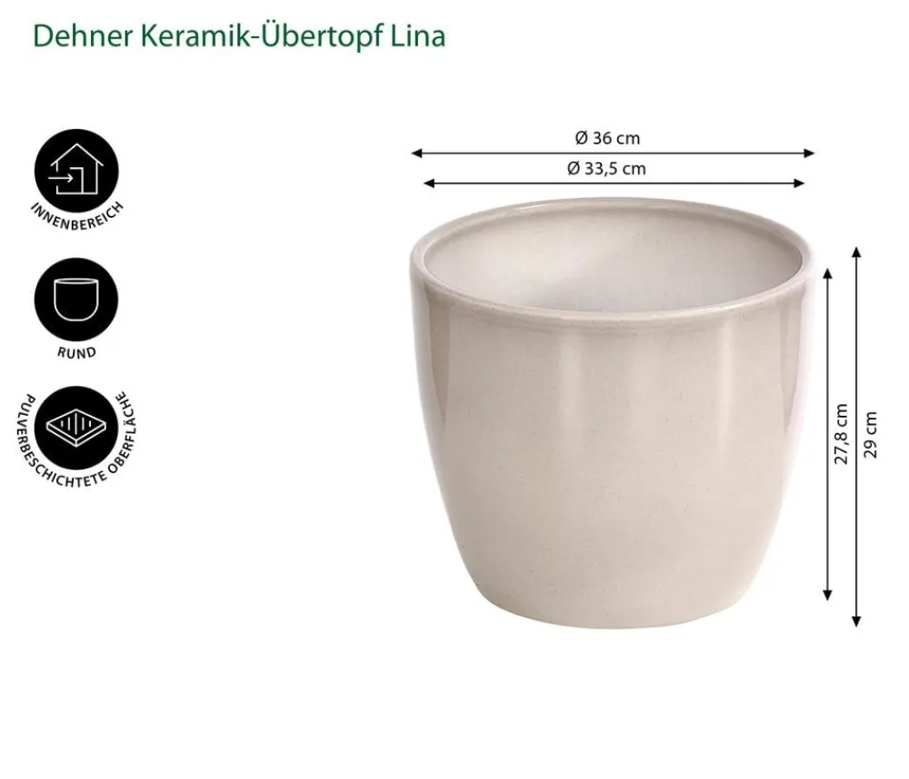 Dehner Keramik-Übertopf Lina, rund Hellgrau Online
