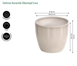 Dehner Blumentöpfe & Übertöpfe - Keramik-Übertopf Lina, rund Hellgrau