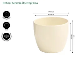 Dehner Keramik-Übertopf Lina, rund Creme Best
