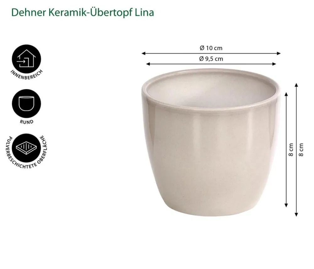 Dehner Blumentöpfe & Übertöpfe - Keramik-Übertopf Lina, rund Hellgrau