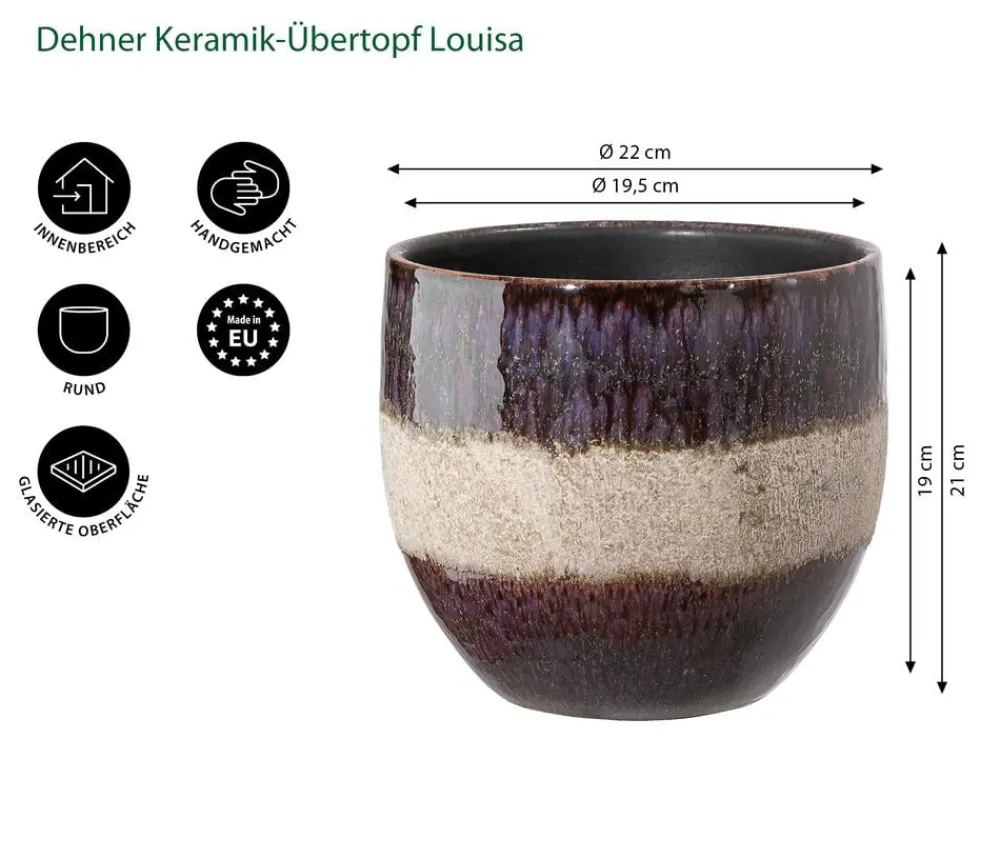 Dehner Blumentöpfe & Übertöpfe > Keramik-Übertopf Louisa, rund, /