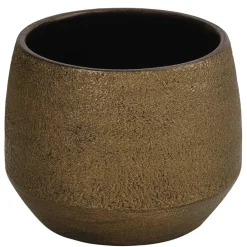 Dehner Keramik-Übertopf Mathea, bauchig, /braun Gold