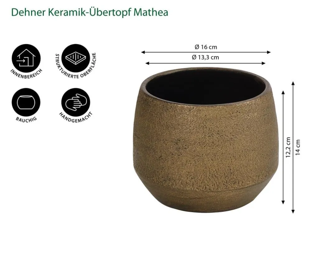 Dehner Keramik-Übertopf Mathea, bauchig, /braun Gold Online