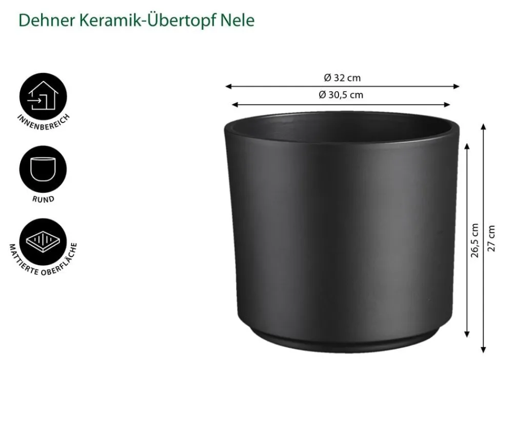 Dehner Keramik-Übertopf Nele, rund Anthrazit Online