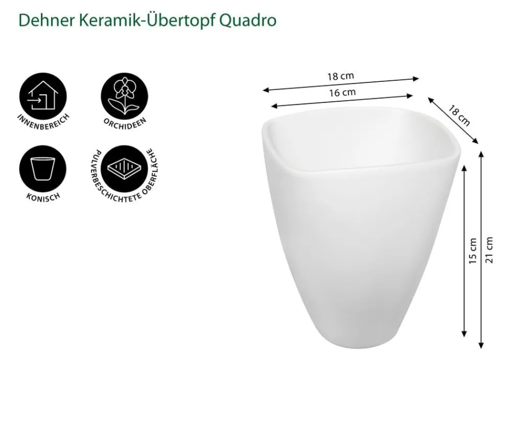Dehner Orchideentöpfe - Keramik-Übertopf Quadro, konisch Weiß