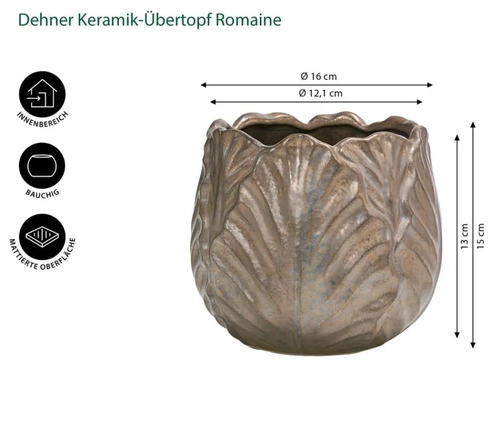 Dehner Blumentöpfe & Übertöpfe > Keramik-Übertopf Romaine, bauchig,