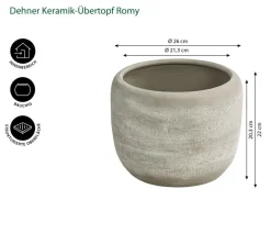 Dehner Blumentöpfe & Übertöpfe - Keramik-Übertopf Romy, bauchig Hellgrau