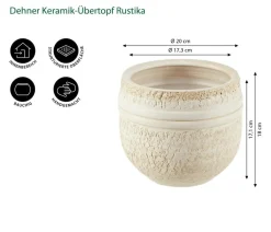 Dehner Blumentöpfe & Übertöpfe - Keramik-Übertopf Rustika, bauchig, Creme