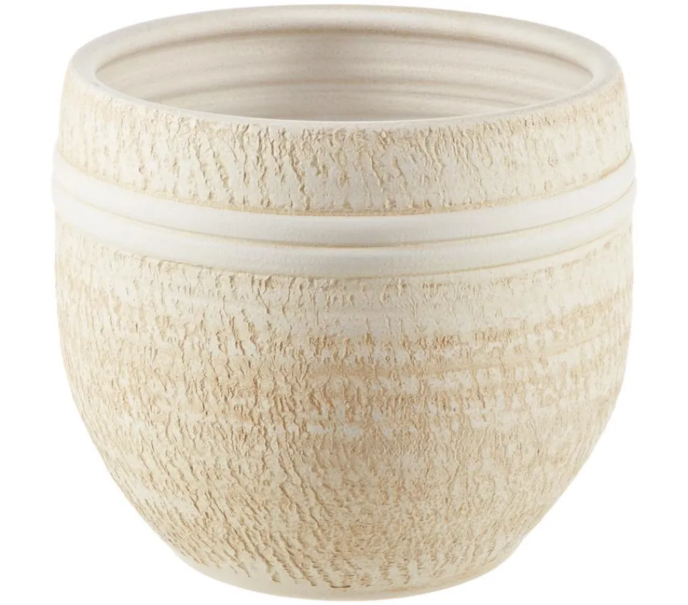 Dehner Blumentöpfe & Übertöpfe - Keramik-Übertopf Rustika, bauchig, Creme