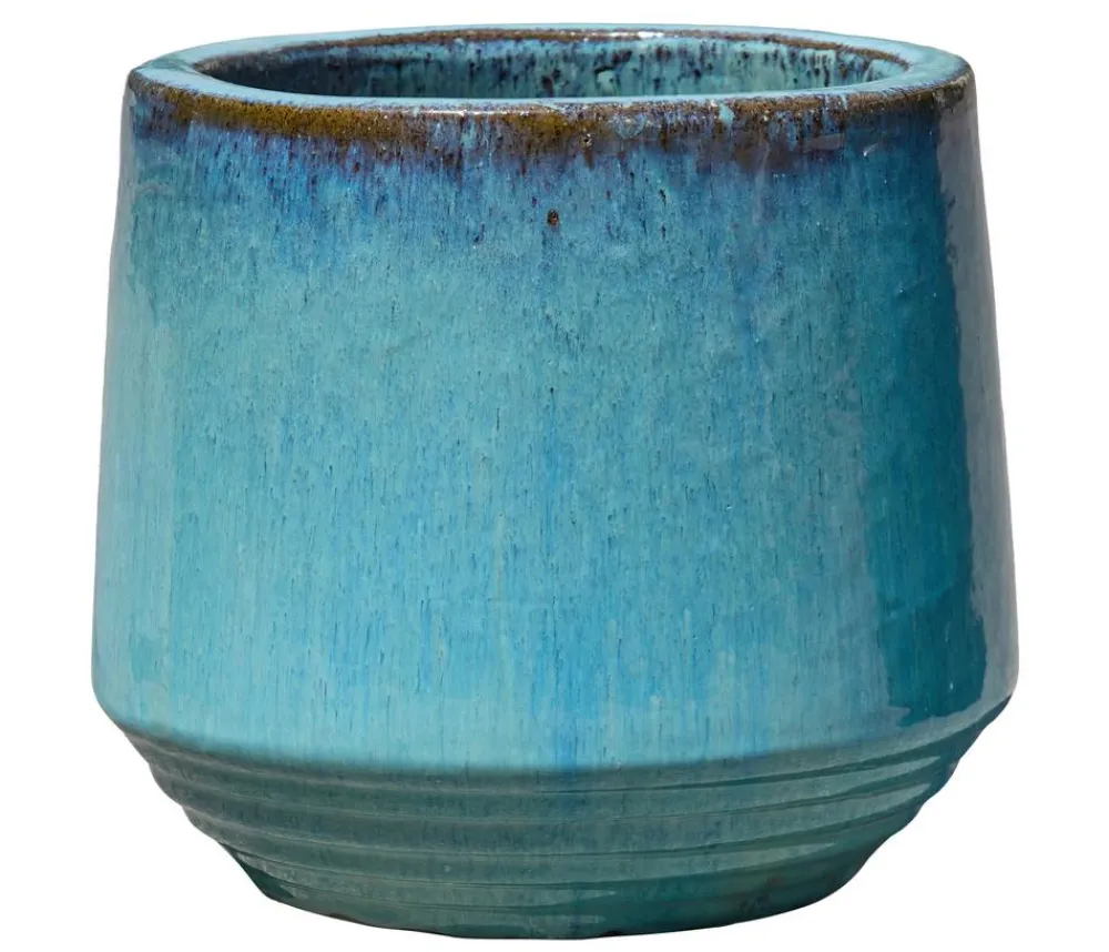 Dehner Blumentöpfe & Übertöpfe - Keramik-Übertopf Slant, rund Blau