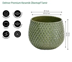 Dehner Keramik-Übertopf Tamir, bauchig Grün New