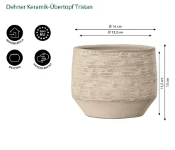 Dehner Keramik-Übertopf Tristan, bauchig, creme/ Braun Clearance
