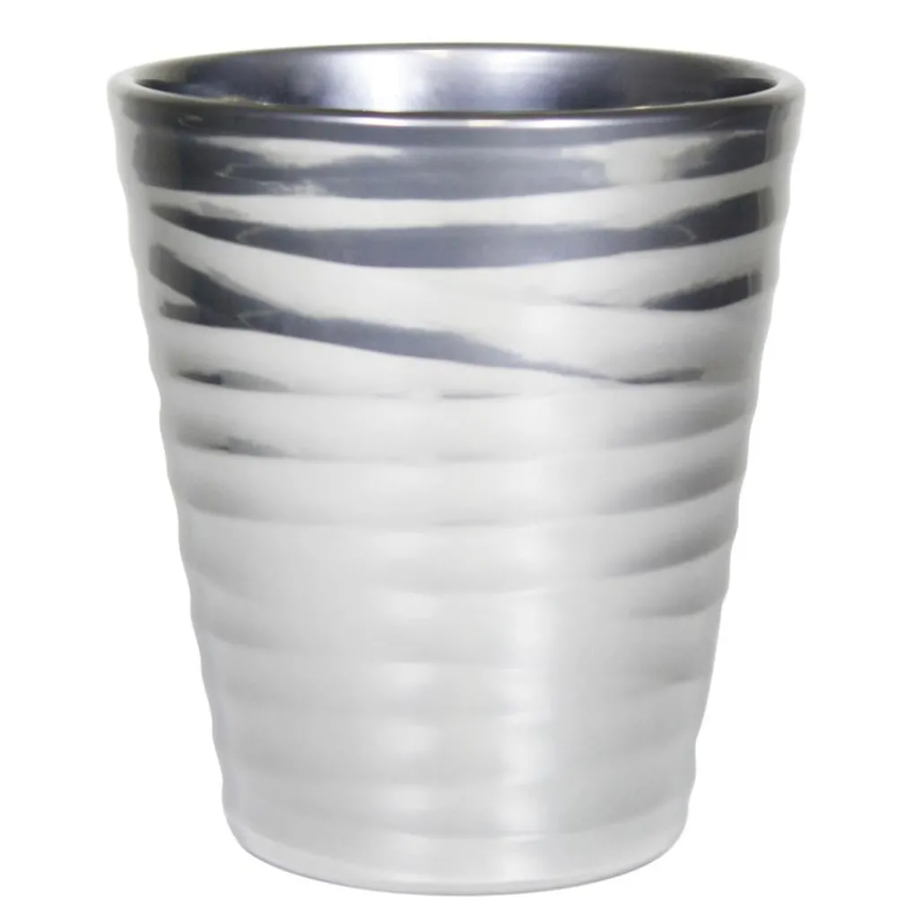 Dehner Keramik-Übertopf Wave, konisch Silber Outlet