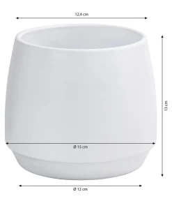 Dehner Keramik-Übertopf Wido, bauchig, ca. Ø15 cm Weiß Discount