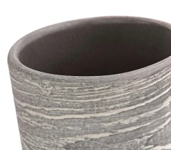 Dehner Keramik-Übertopf Wood, rund Grau Clearance