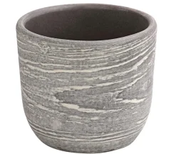Dehner Keramik-Übertopf Wood, rund Grau Clearance