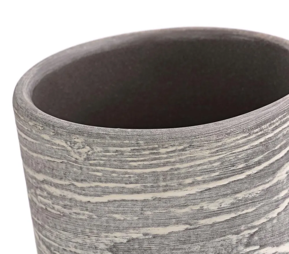 Dehner Blumentöpfe & Übertöpfe - Keramik-Übertopf Wood, rund Grau