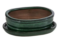 Dehner Bonsaischalen|Blumenampeln & -Schalen > Keramik-Bonsaischale, oval, ca. B15/H4,5/T12 cm