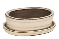 Dehner Keramik-Bonsaischale, oval, ca. B15/H4,5/T12 cm Gold New