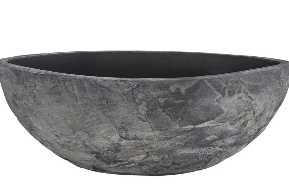 Dehner Keramik-Jardiniere Alessio, oval, ca. B34/H12/T13 cm Dunkelgrau New