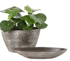 Dehner Keramik-Jardiniere Kenia, oval, Braun Sale