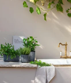Dehner Blumenampeln & -Schalen|Blumentöpfe & Übertöpfe - Keramik-Jardiniere Mara, rechteckig, , ca. B23/H10/T12 cm Dunkelgrau