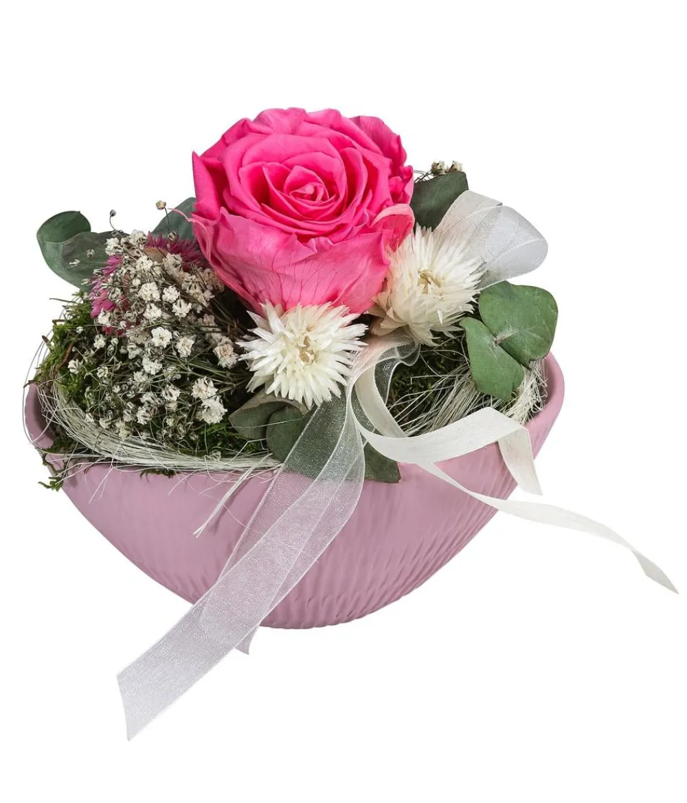Dehner Konservierte Rosen > Keramik-Jardiniere mit Longlife-Rose, , ca. B17/H12/T8 cm