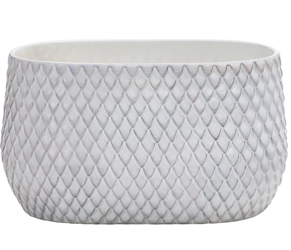 Dehner Keramik-Jardiniere Tamir, bauchig, ca. B28/H16/T16 cm Weiß