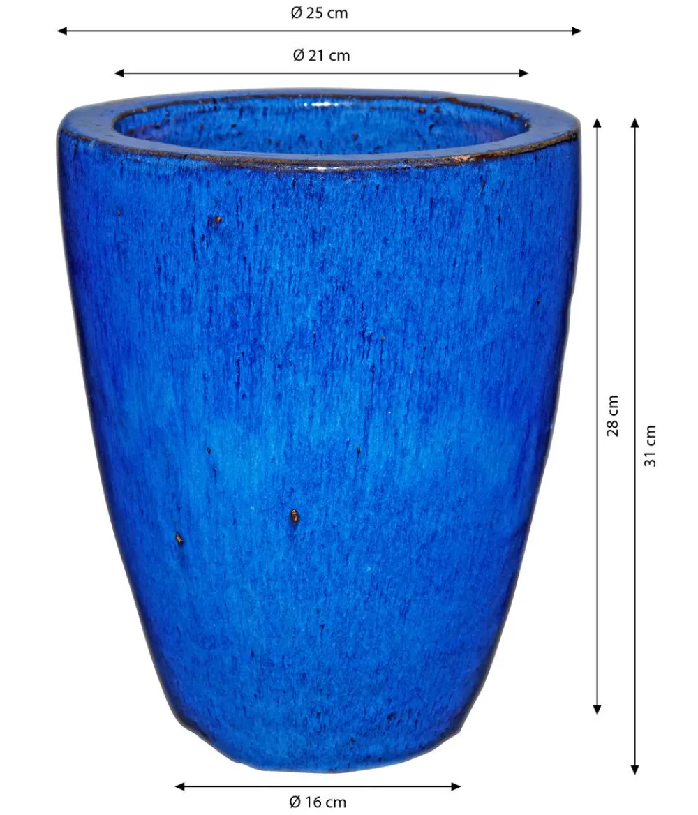 Dehner Keramik-Pflanztopf Delphi, konisch, Blau Hot