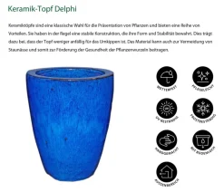 Dehner Vasen|Blumentöpfe & Übertöpfe - Keramik-Pflanztopf Delphi, konisch, Blau