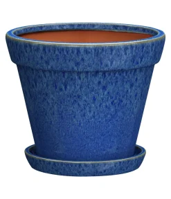 Blumentöpfe & Übertöpfe > Dehner Keramik-Pflanztopf Leoni inkl. Untersetzer, konisch, ca. Ø15,5/H13 cm