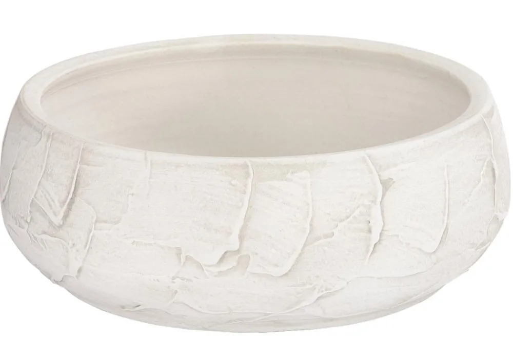 Dehner Blumenampeln & -Schalen - Keramik-Schale Alessio, bauchig, ca. Ø23/H10 cm Creme