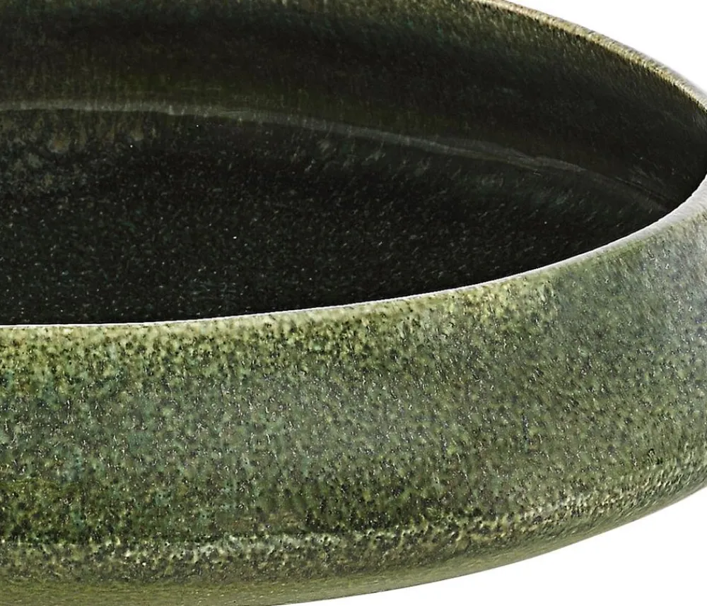 Dehner Blumenampeln & -Schalen|Blumentöpfe & Übertöpfe - Keramik-Schale Linn, rund, , ca. Ø32/H8 cm Dunkelgrün