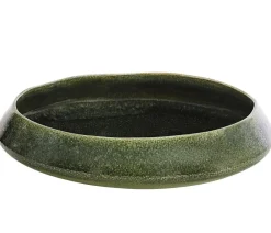 Dehner Blumenampeln & -Schalen|Blumentöpfe & Übertöpfe - Keramik-Schale Linn, rund, , ca. Ø32/H8 cm Dunkelgrün