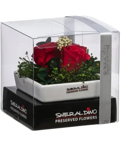 Dehner Konservierte Rosen > Keramik-Schale mit Longlife-Rose Zina, , ca. B10/H7/T10 cm