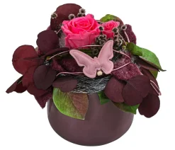Dehner Keramik-Schale mit Longlife-Rose lie, , ca. Ø15/H25 cm Sale