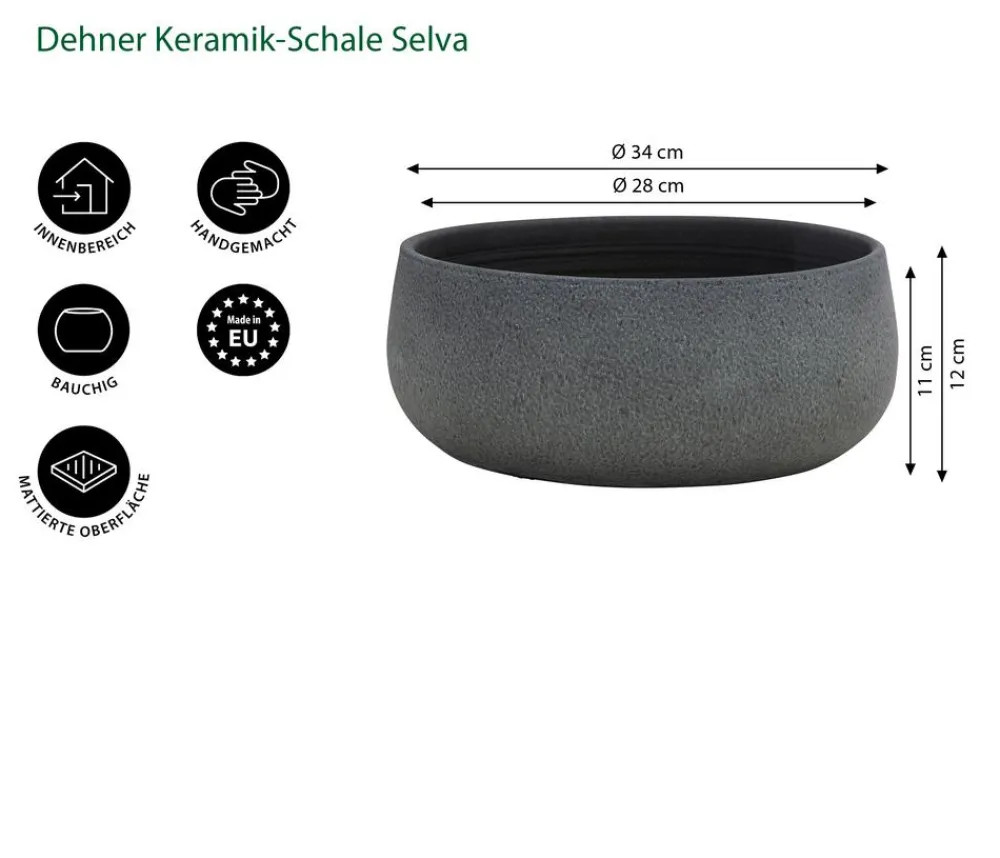 Dehner Keramik-Schale Selva, bauchig Anthrazit Sale