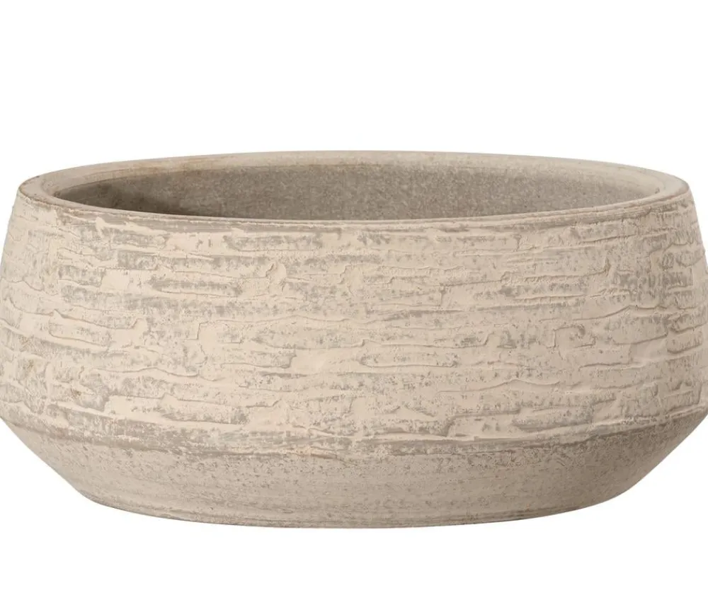Dehner Blumenampeln & -Schalen - Keramik-Schale Tristan, bauchig, creme/, ca. Ø27/H11 cm Braun