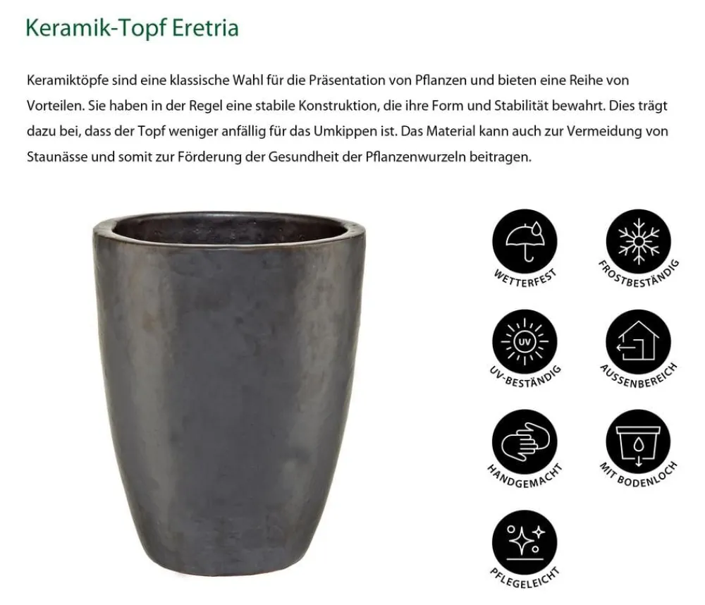 Dehner Vasen|Blumentöpfe & Übertöpfe > Keramik-Topf Eretria, konisch, glasiert
