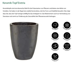 Dehner Keramik-Topf Eretria, konisch, glasiert Dunkelgrau
